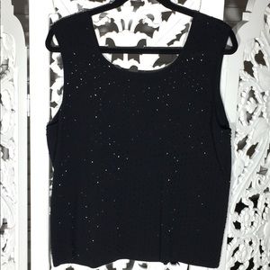 CHARTER CLUB,Sleeveless Beaded Knit SILK Blouse